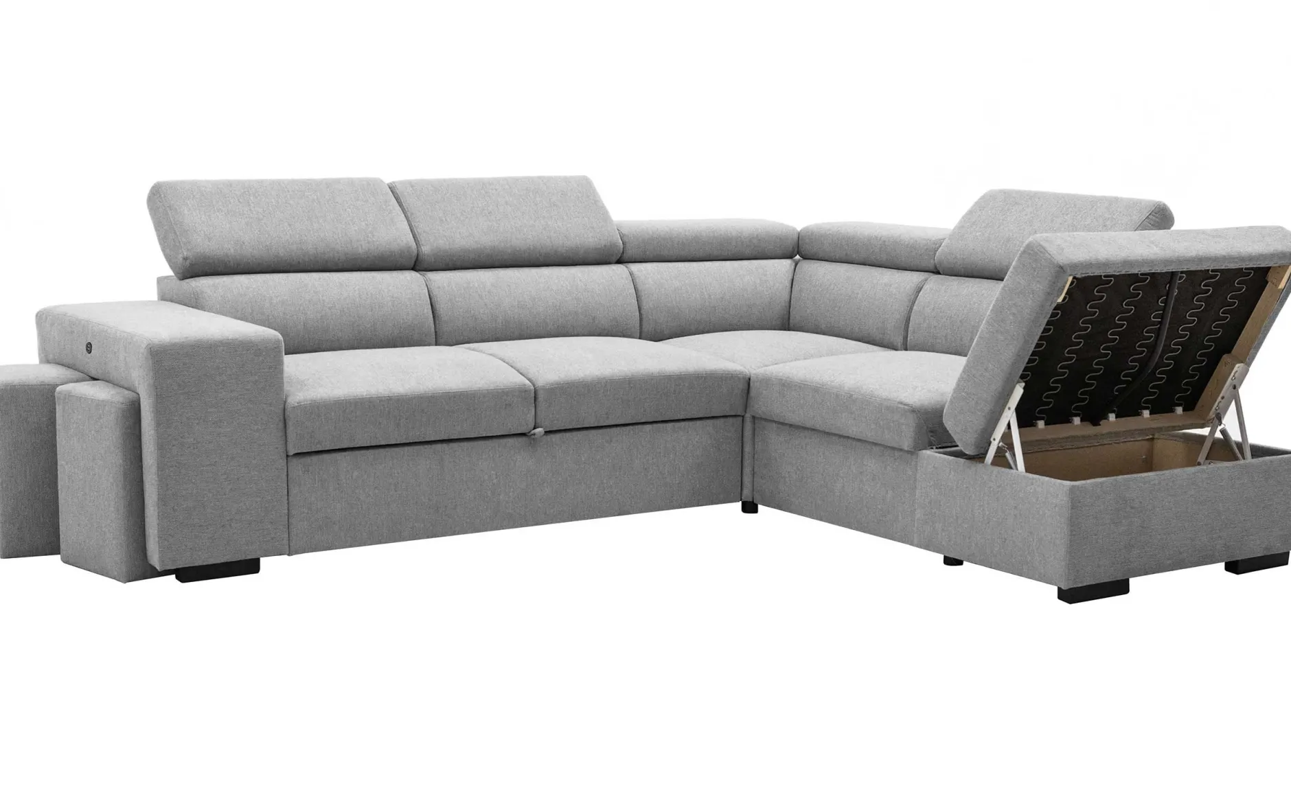 Holmes Ecksofa rechts - Armlehnen verstellbar - grau
