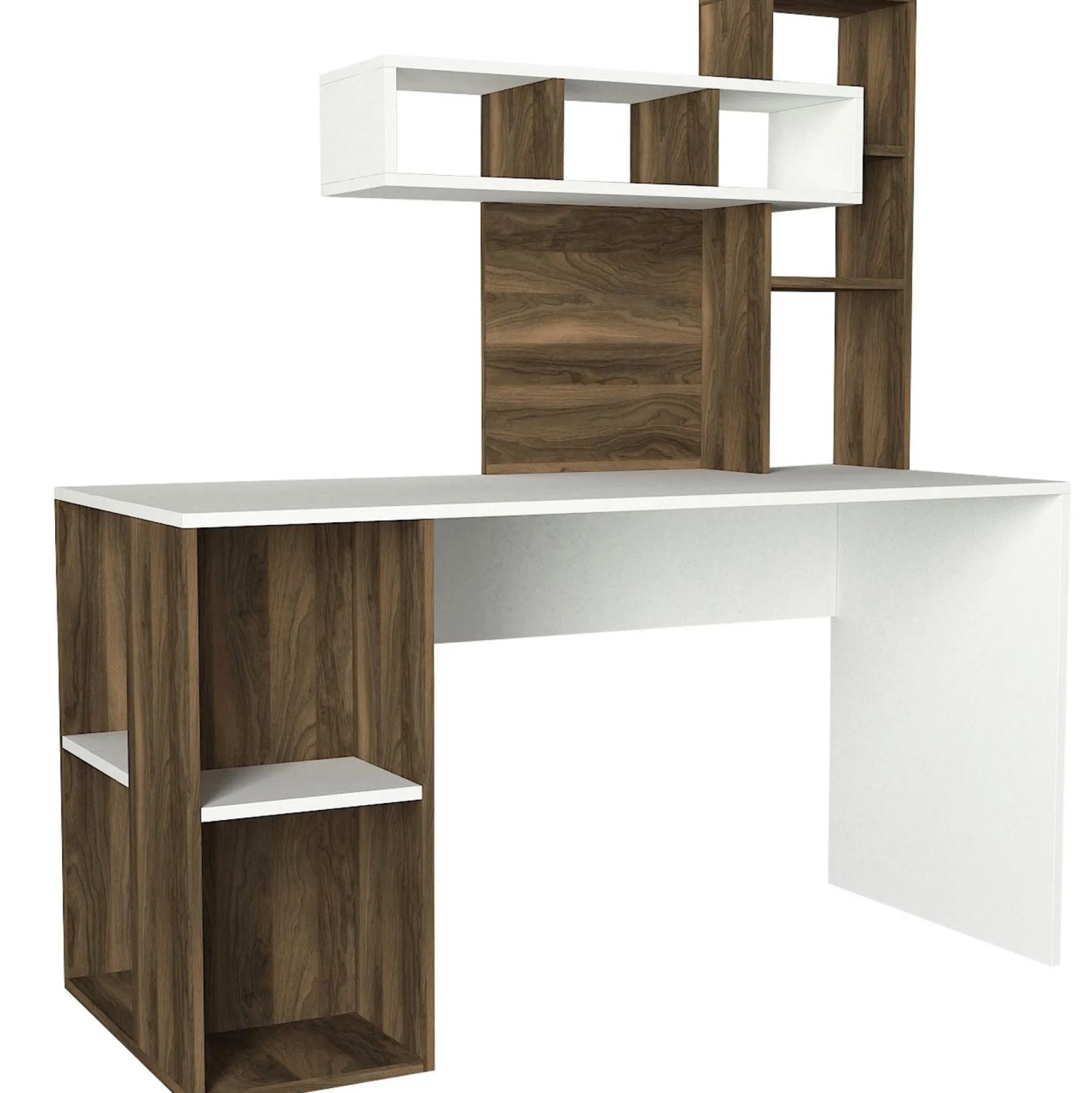 Holzschreibtisch für Kunststudium | 100% Melamin beschichtet | 18mm dick | 140cm breit | Nussbaum weiß