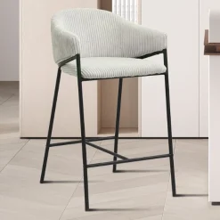 Hugo Corduroy Counterstool Hellgrau