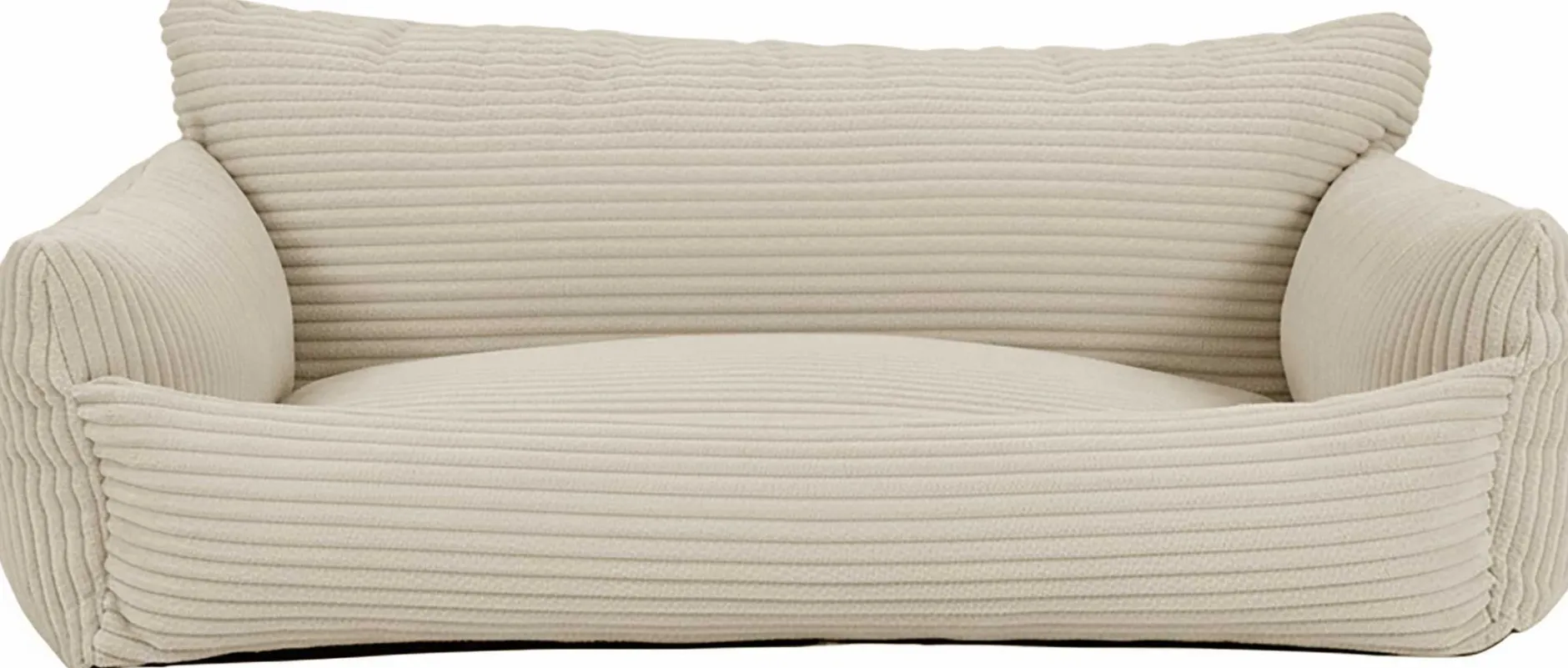 Hundebett Punch - 85x66x29cm - Rippensamt - creme
