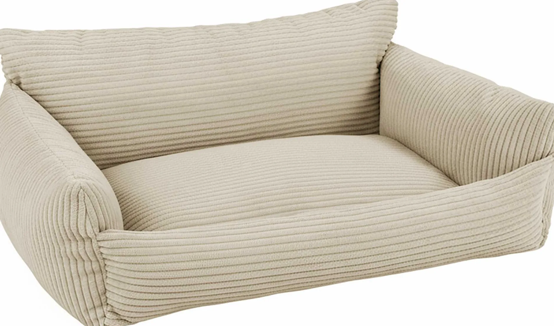 Hundebett Punch - 85x66x29cm - Rippensamt - creme
