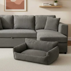 Hundebett Punch - 85x66x29cm - Rippensamt - anthrazit