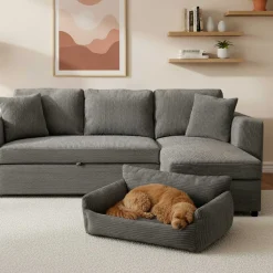 Hundebett Punch - 85x66x29cm - Rippensamt - anthrazit