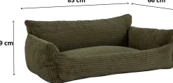 Hundebett Punch - 85x66x29cm - Rippensamt - grün