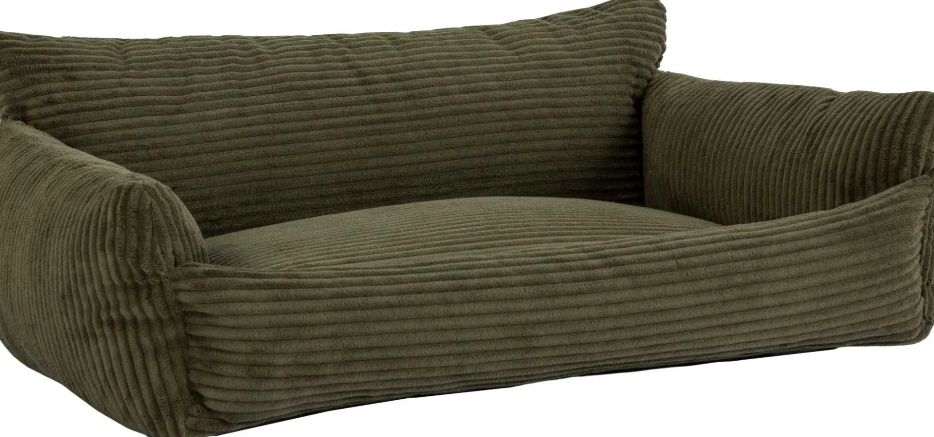 Hundebett Punch - 85x66x29cm - Rippensamt - grün