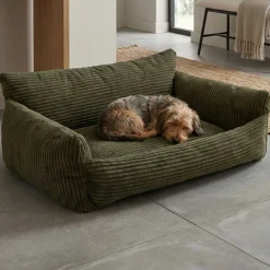 Hundebett Punch - 85x66x29cm - Rippensamt - grün