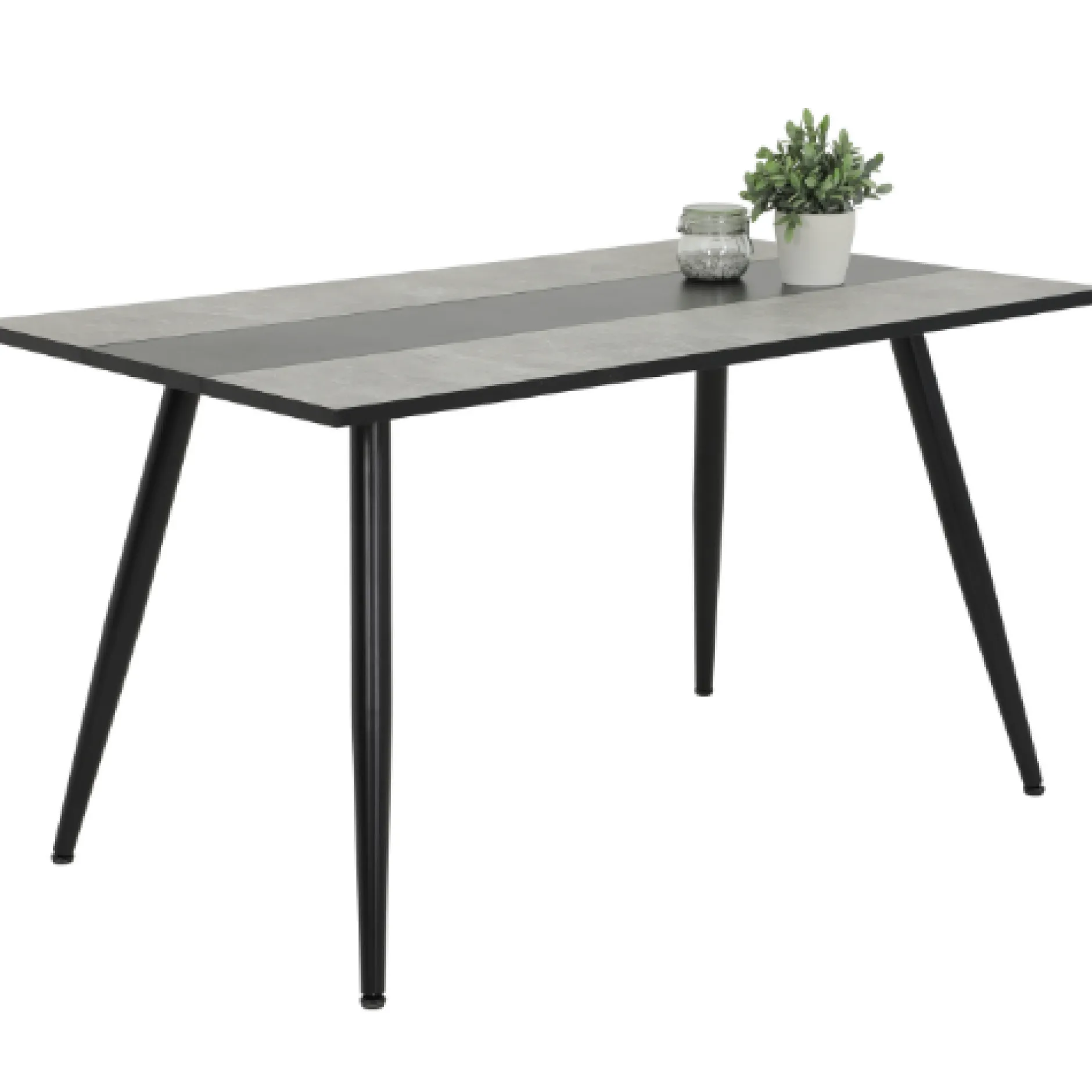Jamina Esstisch 140x80 cm-Beton/Schwarz
