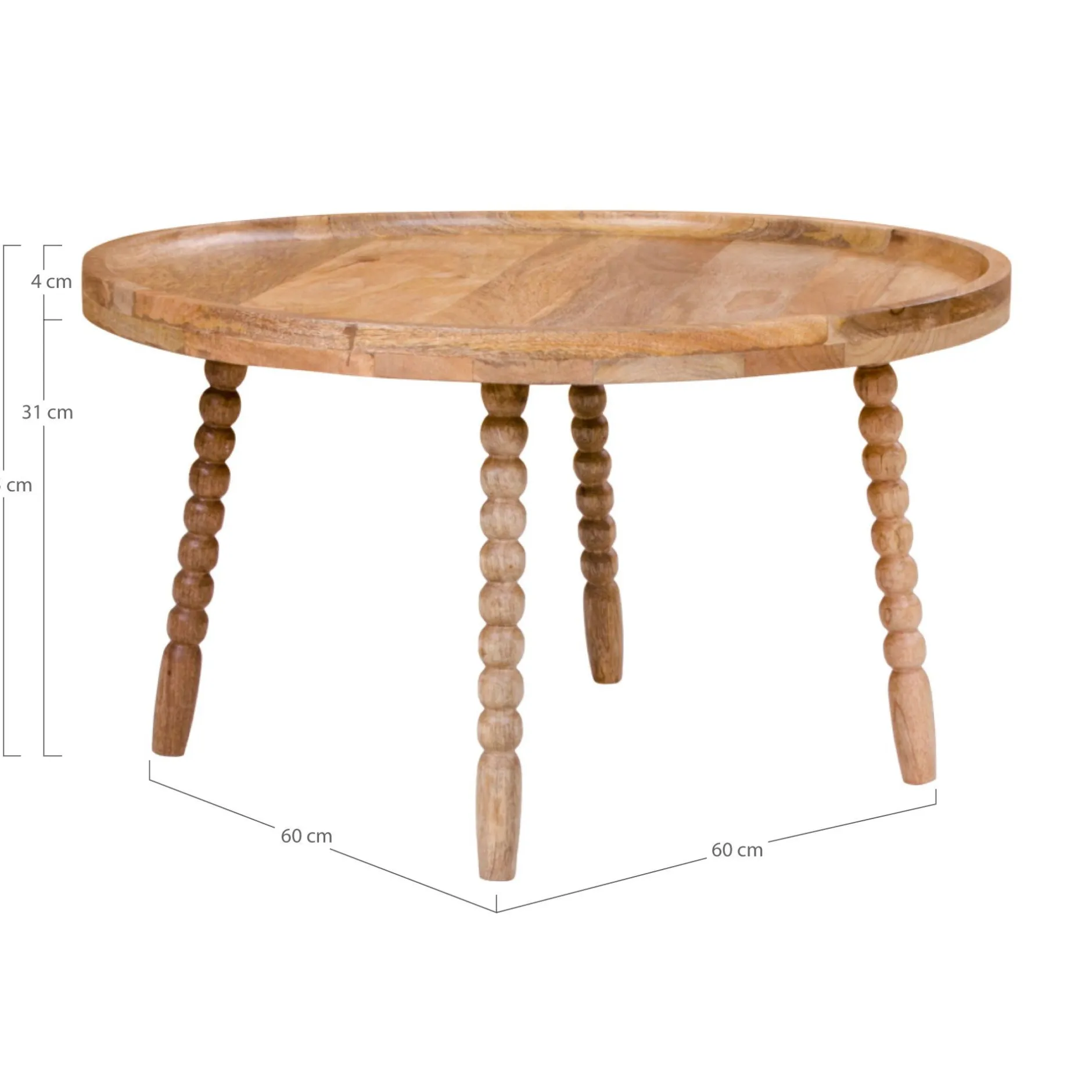 Jammu Couchtisch - Mangoholz natur Ø60x35 cm