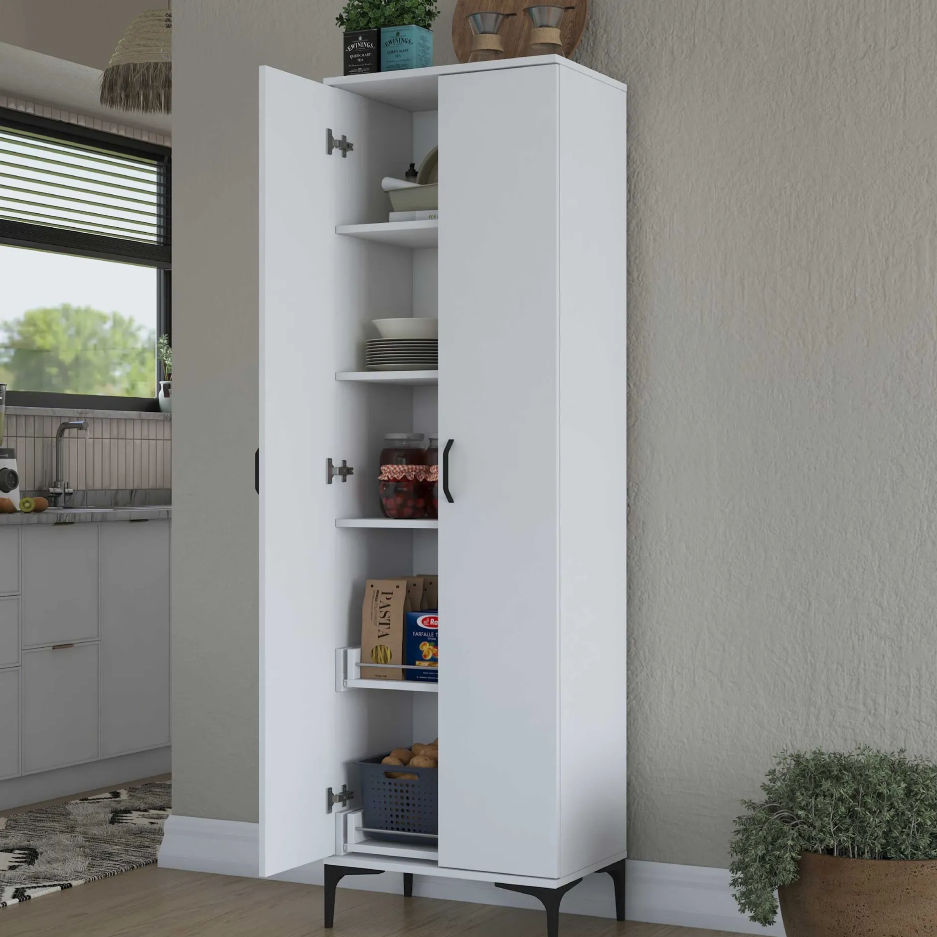 JE110 - 2945 Mehrzweckschrank | 100 % MELAMIN | Weiß