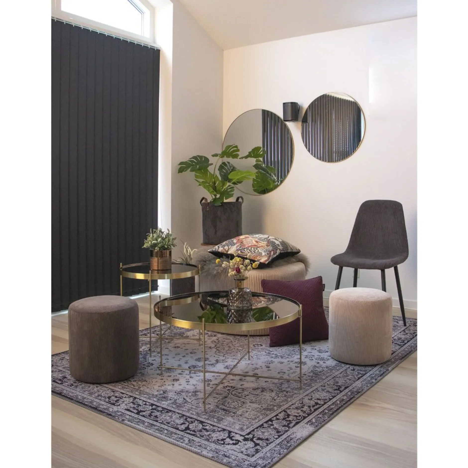 Jersey-Spiegel - Messing-Look Ø80 cm