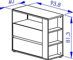 Jugendzimmer Nael: Bett 90x200 mit Lattenrost, Kommode, Nachttisch, Wandregal - Eiche Dekor/schwarz