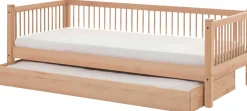 Kabinenbett Forrest 90x200 cm mit Bettgitter und Bettkasten - Buche