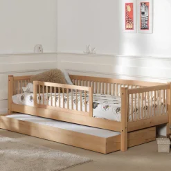 Kabinenbett Forrest 90x200 cm mit Bettgitter und Bettkasten - Buche