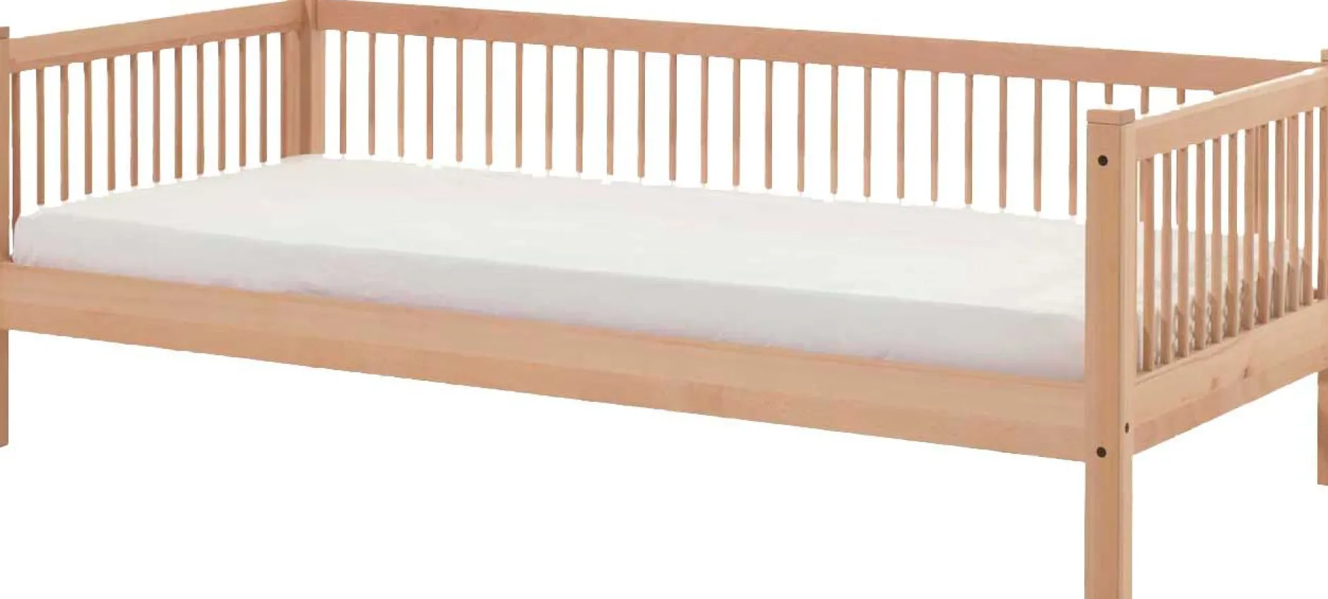 Kabinenbett Forrest 90x200 cm mit Bettgitter und Bettkasten - Buche