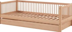 Kabinenbett Forrest 90x200 cm mit Bettgitter und Bettkasten - Buche