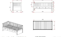 Kabinenbett Friedrich 90x200 mit 3 Schubladen und Unterbett aus Kiefer - weiß