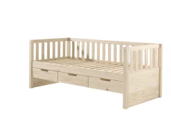 Kabinenbett Friedrich | 211,2 x 98,2 x 68 cm | 3 Schubladen | Kiefernholz | Milky Pine Design