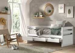 Kabinenbett Maggie - mit 3 Ablagefächern - 90 x 200 - Kiefer massiv - weiß