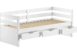 Kabinenbett Maggie - mit 3 Ablagefächern - 90 x 200 - Kiefer massiv - weiß