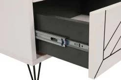 Kalune Nachttisch - 100% Melaminbeschichtung - Metallbeine - 18mm Dicke - Weiß