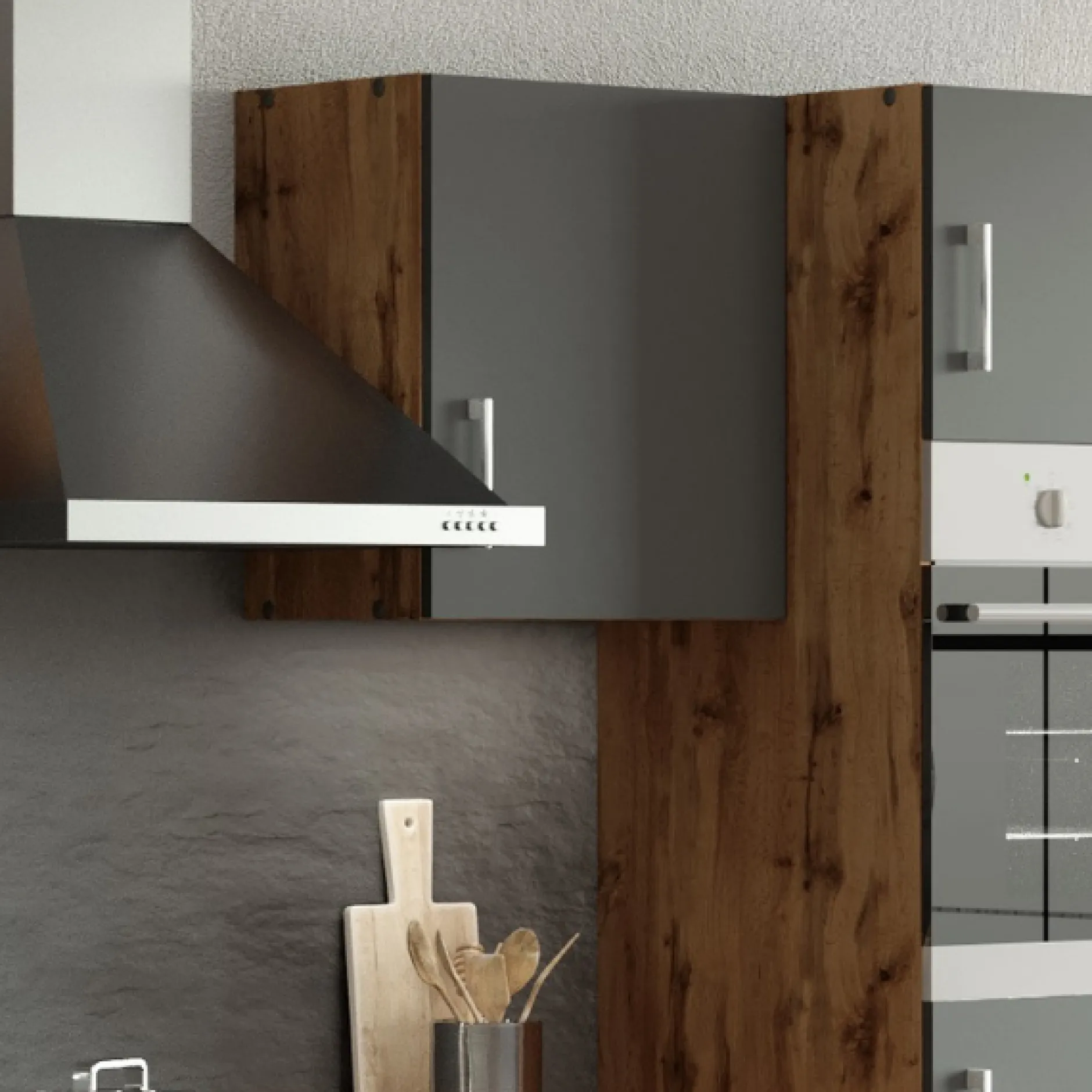 Küchenhängeschrank Sorrella 50cm 1 Tür - Anthrazit/Eiche