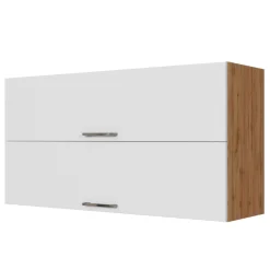 Küchenhängeschrank Sorrella 110cm mit 2 Flügeltüren - weiß/Eiche