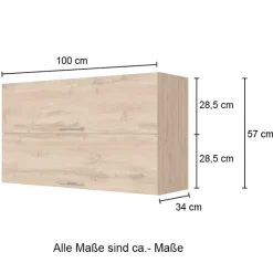 Küchenhängeschrank Sorrella 100cm mit 2 Flügeltüren - Eiche