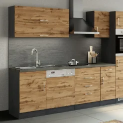 Küchenhängeschrank Sorrella 110cm mit 2 Flügeltüren - Eiche/Graphit