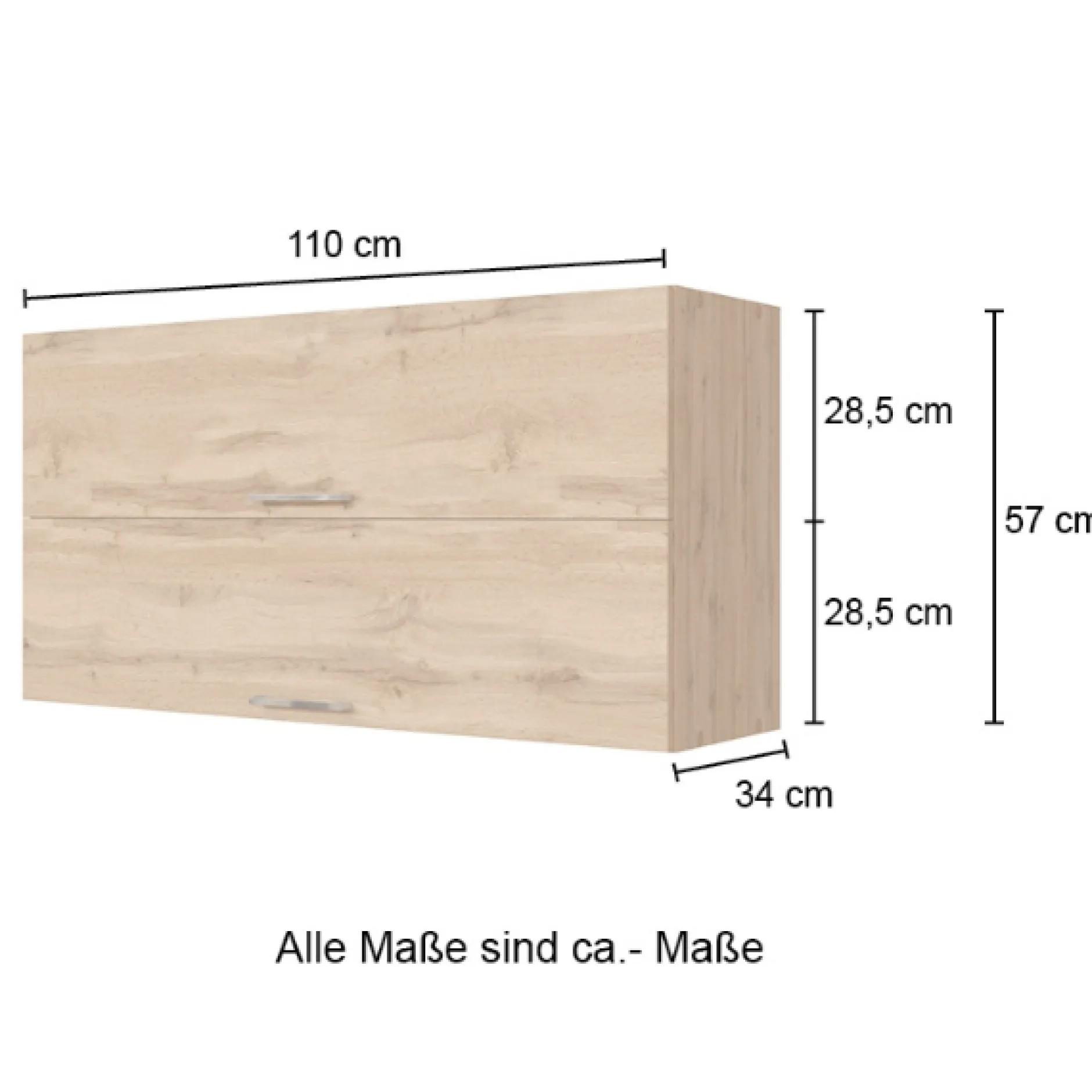 Küchenhängeschrank Sorrella 110cm mit 2 Flügeltüren - Eiche