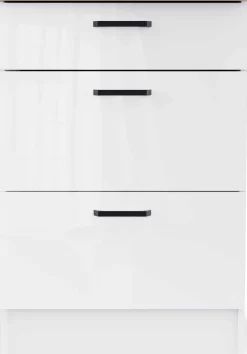 Küchenschrank Bianco - 60x60x90cm - 3 Schubladen - Hochglanz weiß