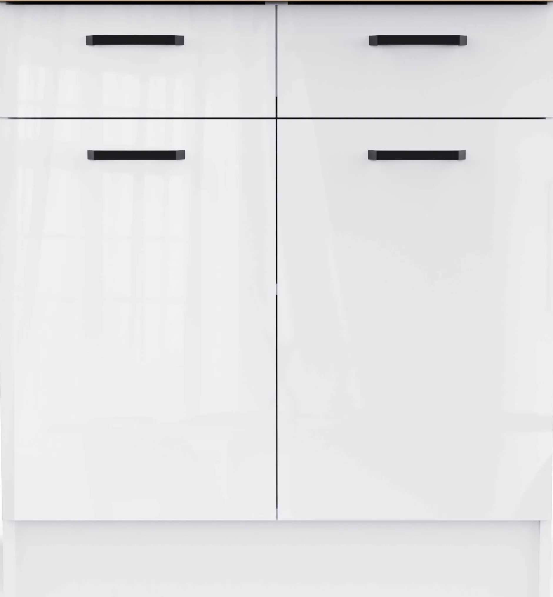 Küchenschrank Bianco - 80x60x90cm - 2 Türen und 2 Schubladen - Hochglanz weiß