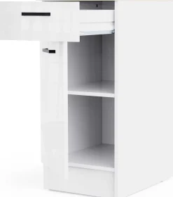 Küchenschrank Bianco - 40x60x90cm - 1 Tür und 1 Schublade - Hochglanz weiß