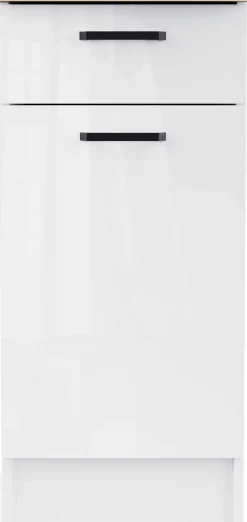 Küchenschrank Bianco - 40x60x90cm - 1 Tür und 1 Schublade - Hochglanz weiß