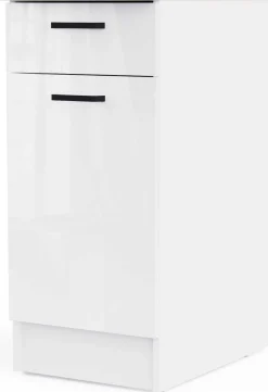 Küchenschrank Bianco - 40x60x90cm - 1 Tür und 1 Schublade - Hochglanz weiß