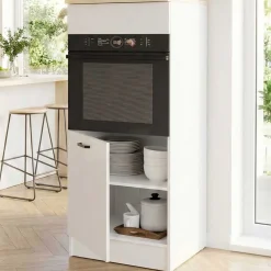Küchenschrank für Backofen Bianco - 60x60x141cm - Hochglanz weiß