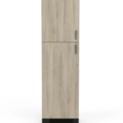 Küchenschrank für Kühlschrank Romanie 60 cm 2 Flügeltüren und 2 Einlegeböden-Kronberg Eiche/Mattschwarz