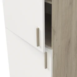 Küchenschrank für Kühlschrank Romanie 60 cm 2 Flügeltüren und 2 Einlegeböden-Kronberg Eiche/Mattweiß