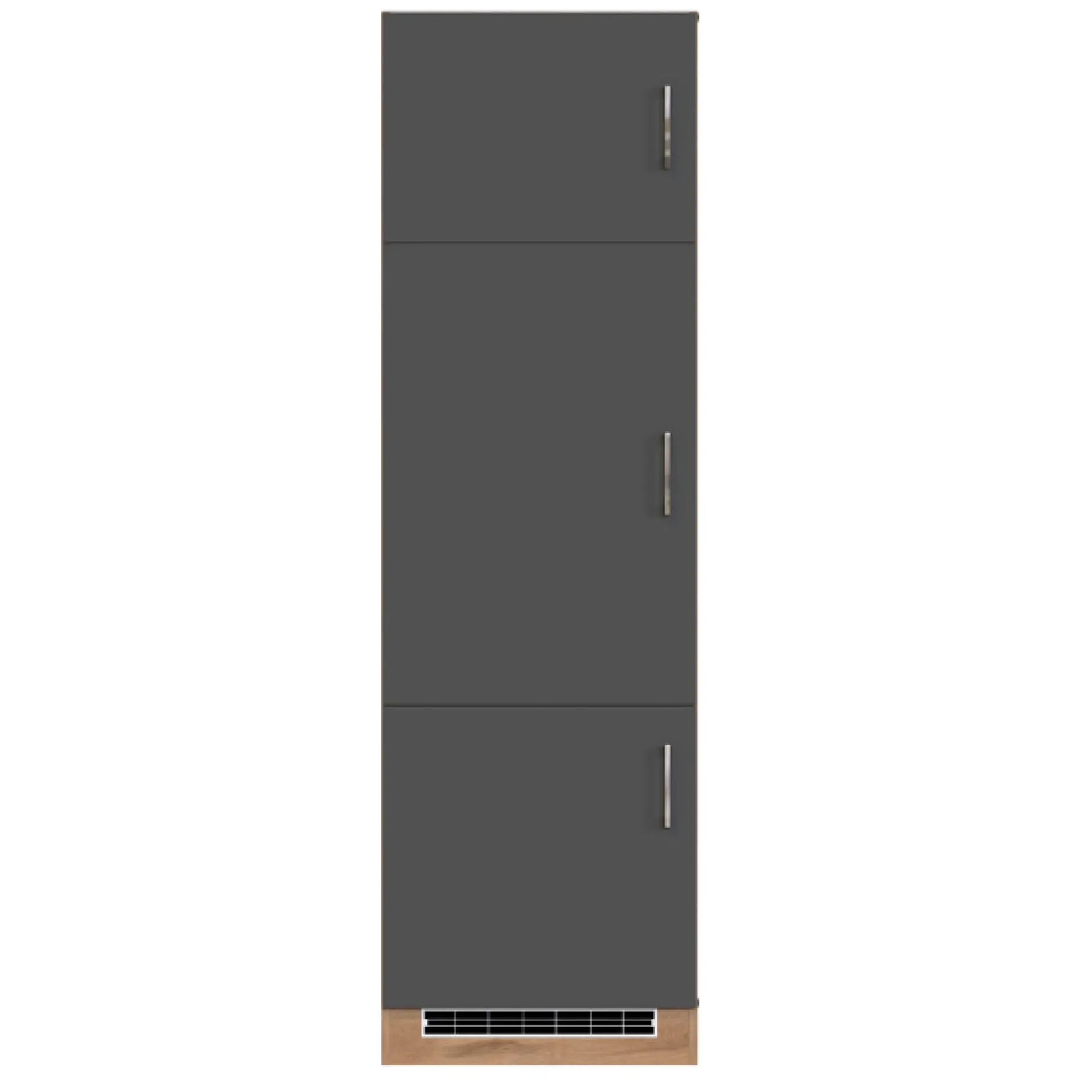 Küchenschrank für Kühlschrank Sorrella 60cm 3 Türen - anthrazit/pfirsich