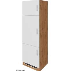 Küchenschrank für Kühlschrank Sorrella 60cm 3 Türen - weiß/Eiche