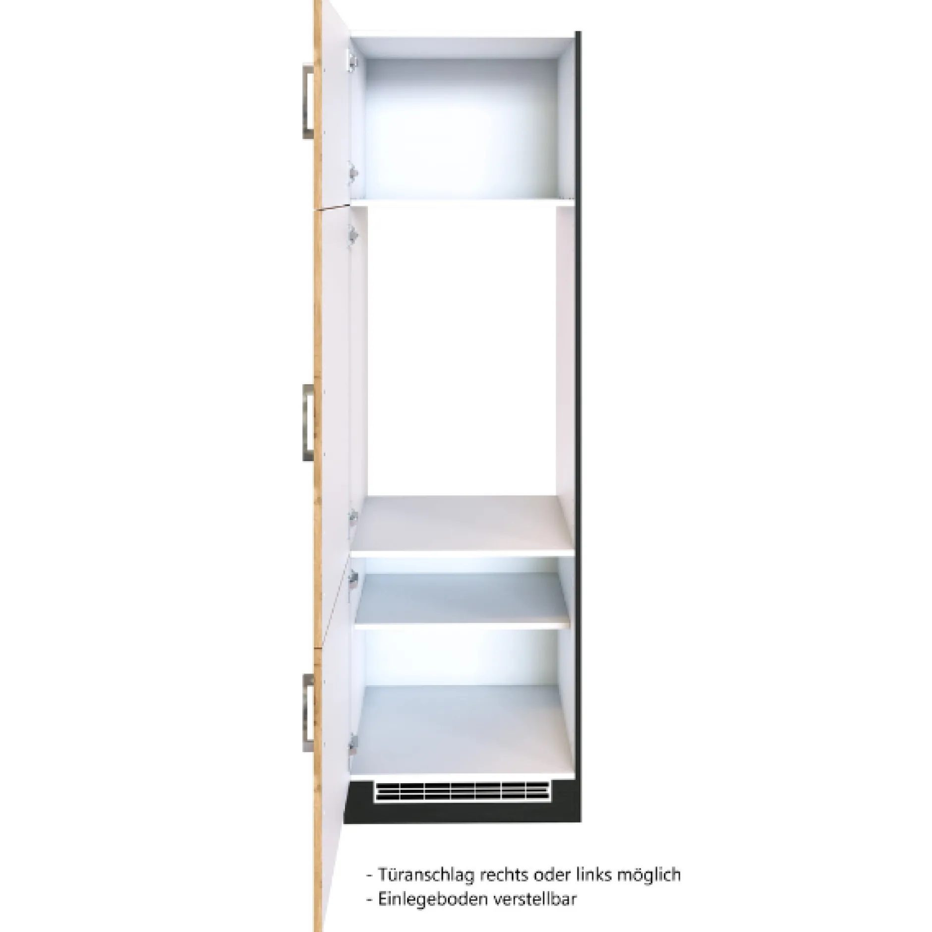 Küchenschrank für Kühlschrank Sorrella 60cm 3 Türen - Eiche/Graphit