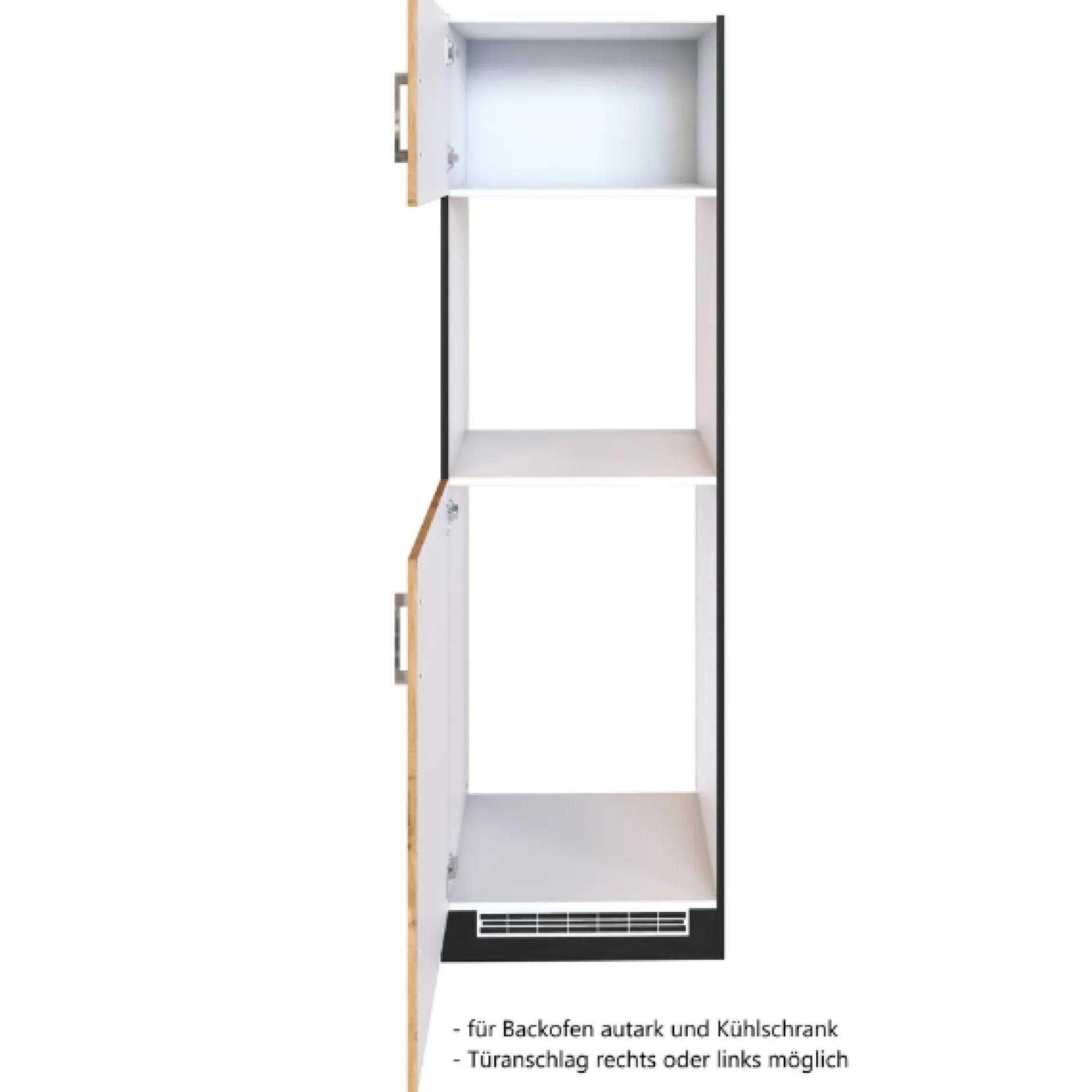 Küchenschrank für Kühlschrank und Backofen Sorrella 2 Türen - Eiche/Graphit