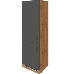 Küchenschrank für Kühl- und Gefrierschrank Sorrella - anthrazit/eiche