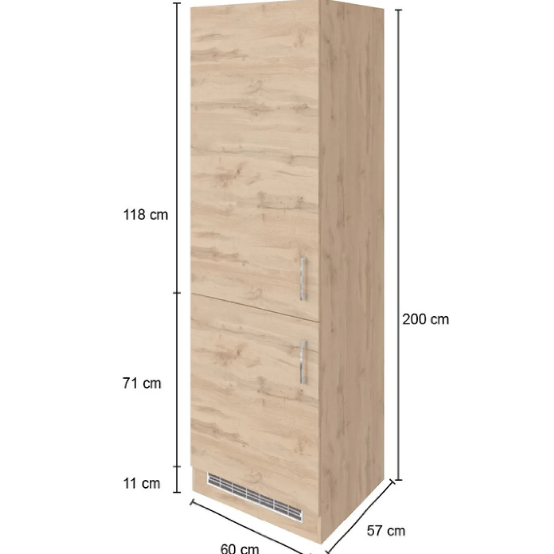 Küchenschrank für Kühl- und Gefrierschrank Sorrella - Eiche/Graphit