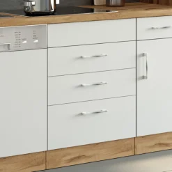 Küchenschrank für Kochplatte Sorrella 3 Schubladen - weiß/Eiche