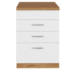 Küchenschrank für Kochplatte Sorrella 3 Schubladen - weiß/Eiche