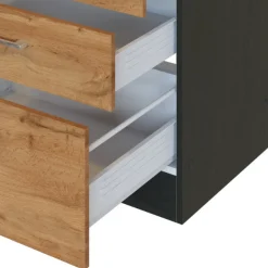 Küchenschrank für Kochplatte Sorrella 3 Schubladen - Eiche/Graphit
