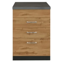 Küchenschrank für Kochplatte Sorrella 3 Schubladen - Eiche/Graphit