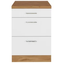 Küchenschrank Sorrella 50cm 3 Schubladen - weiß/Eiche