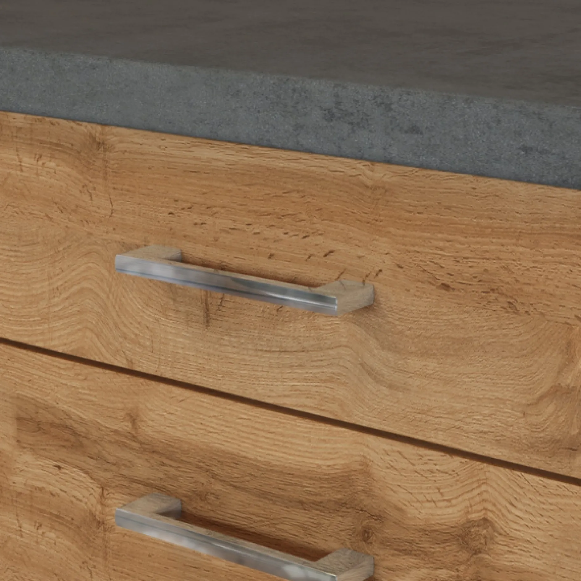 Küchenschrank Sorrella 50cm 3 Schubladen - Eiche/Graphit