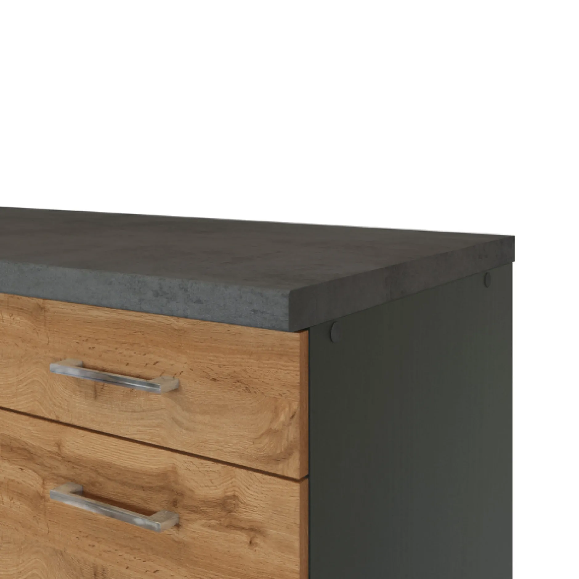 Küchenschrank Sorrella 100cm 2 Türen und 2 Schubladen - Eiche/Graphit